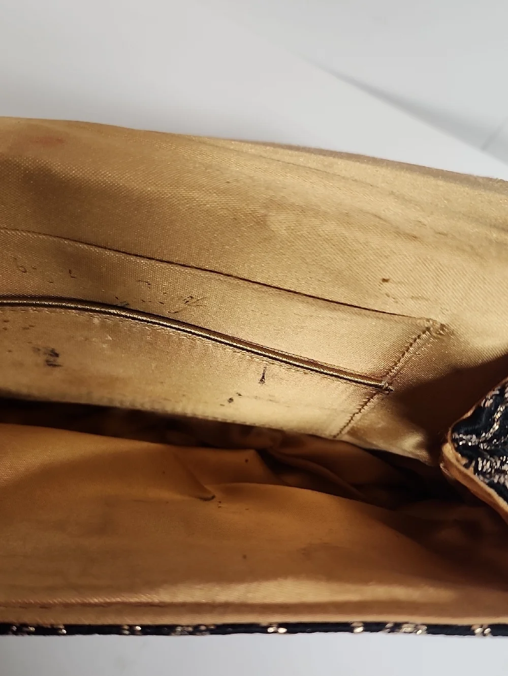 Bags By GARAY Vintage Elegant Black&Gold Floral Belt Loop Clutch Ren Faire Royal